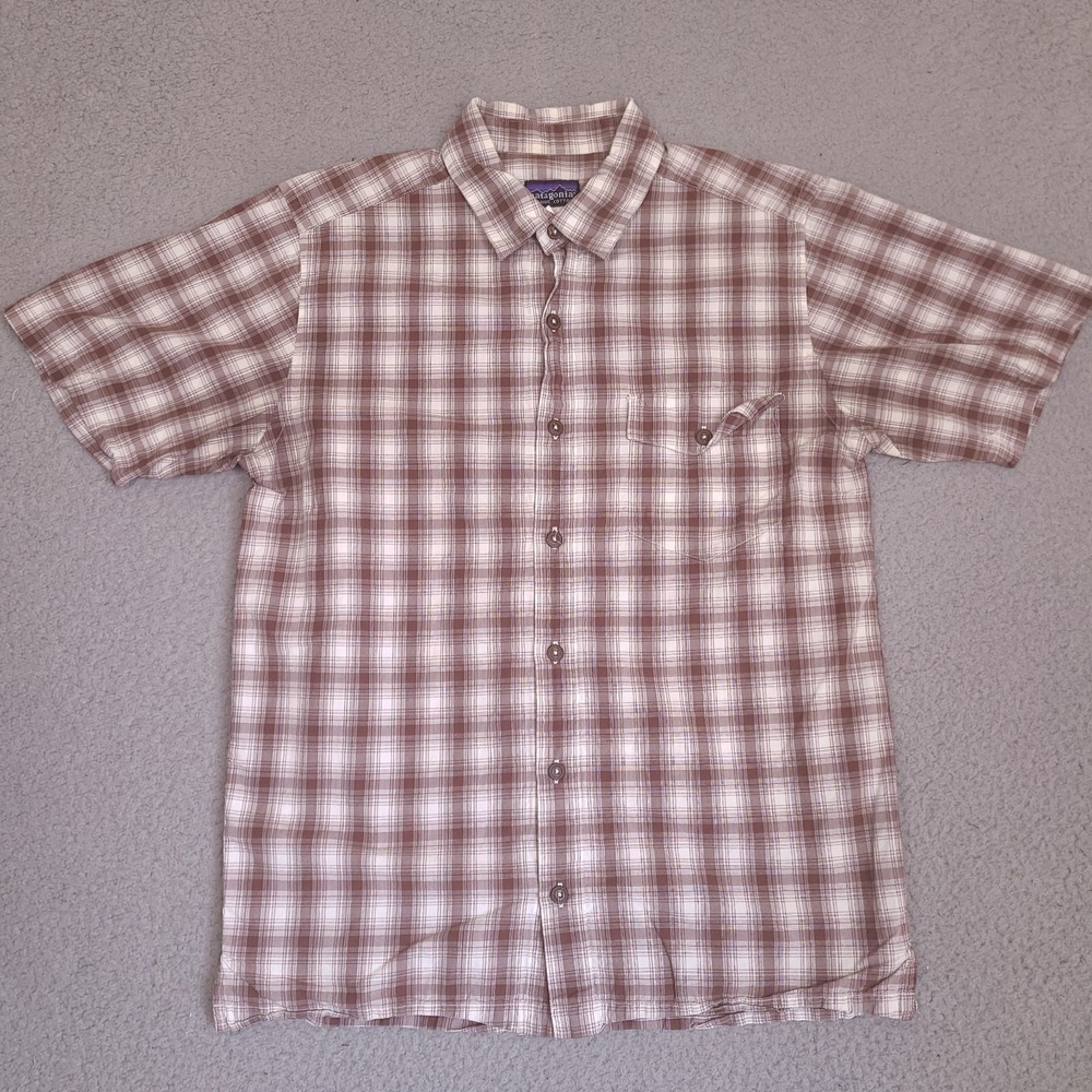Patagonia Shirt Mens Small Plaid Organic Cotton Button Front Short Sleeve Pocket